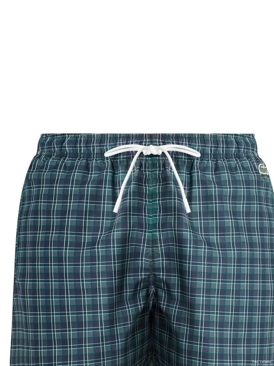 Cheap logo-applique Men Lacoste shorts checked swim 0223