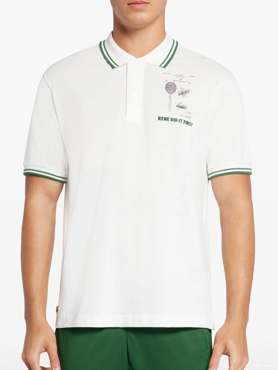 Affordable polo shirt Men slogan-embroidered Lacoste cotton 0218