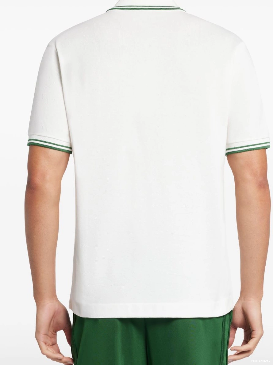 Affordable polo shirt Men slogan-embroidered Lacoste cotton 0218