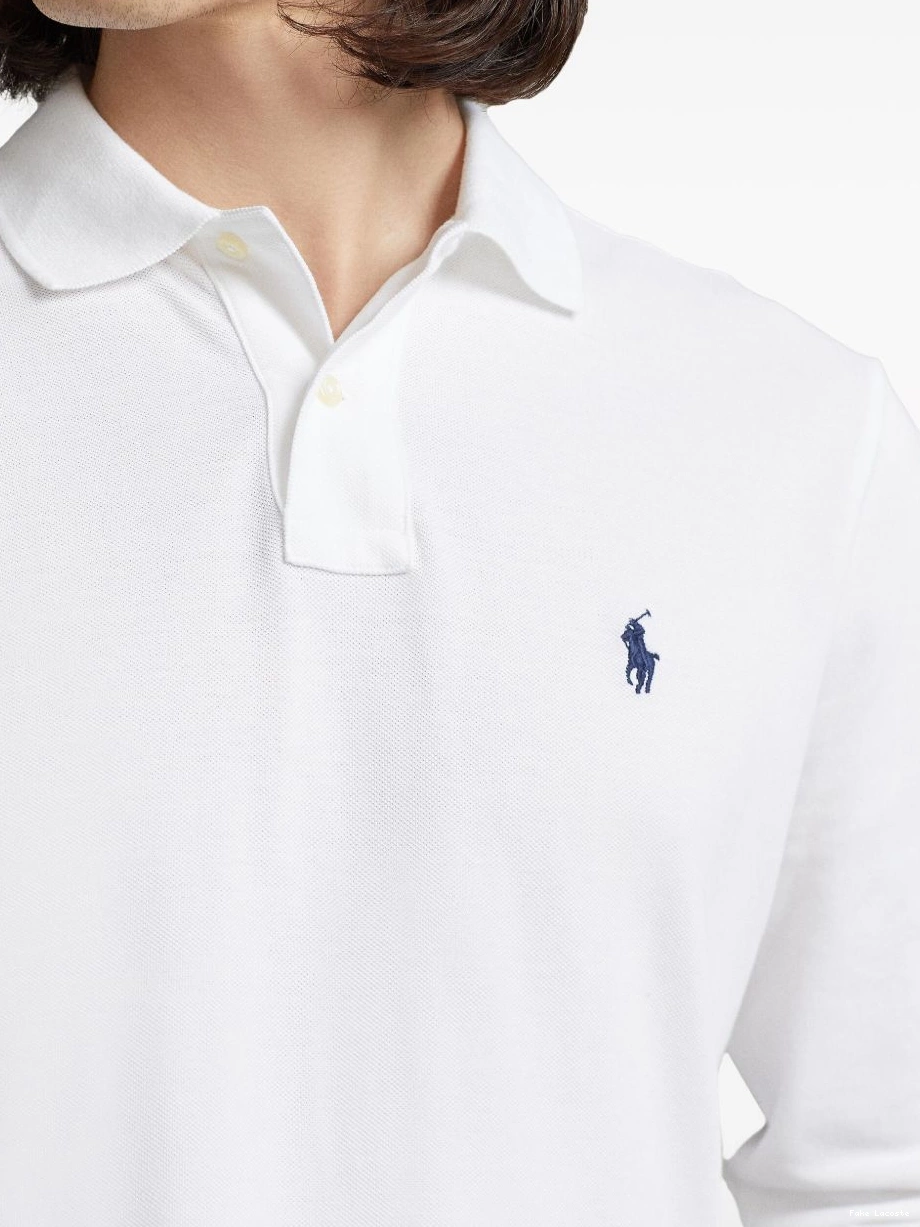 Cheap long-sleeve polo logo-embroidered shirt Men Lacoste 0218