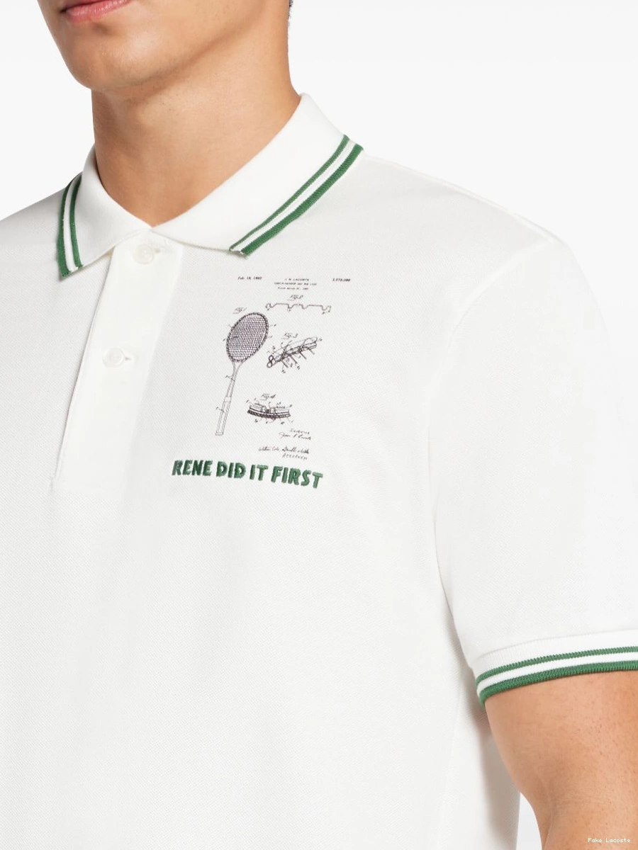 Affordable polo shirt Men slogan-embroidered Lacoste cotton 0218