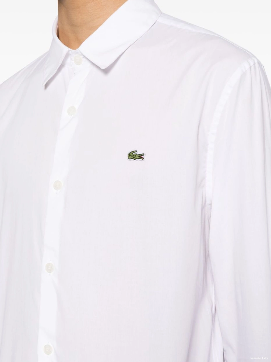 Cheap shirt cotton Men Lacoste poplin logo-embroidered 0215