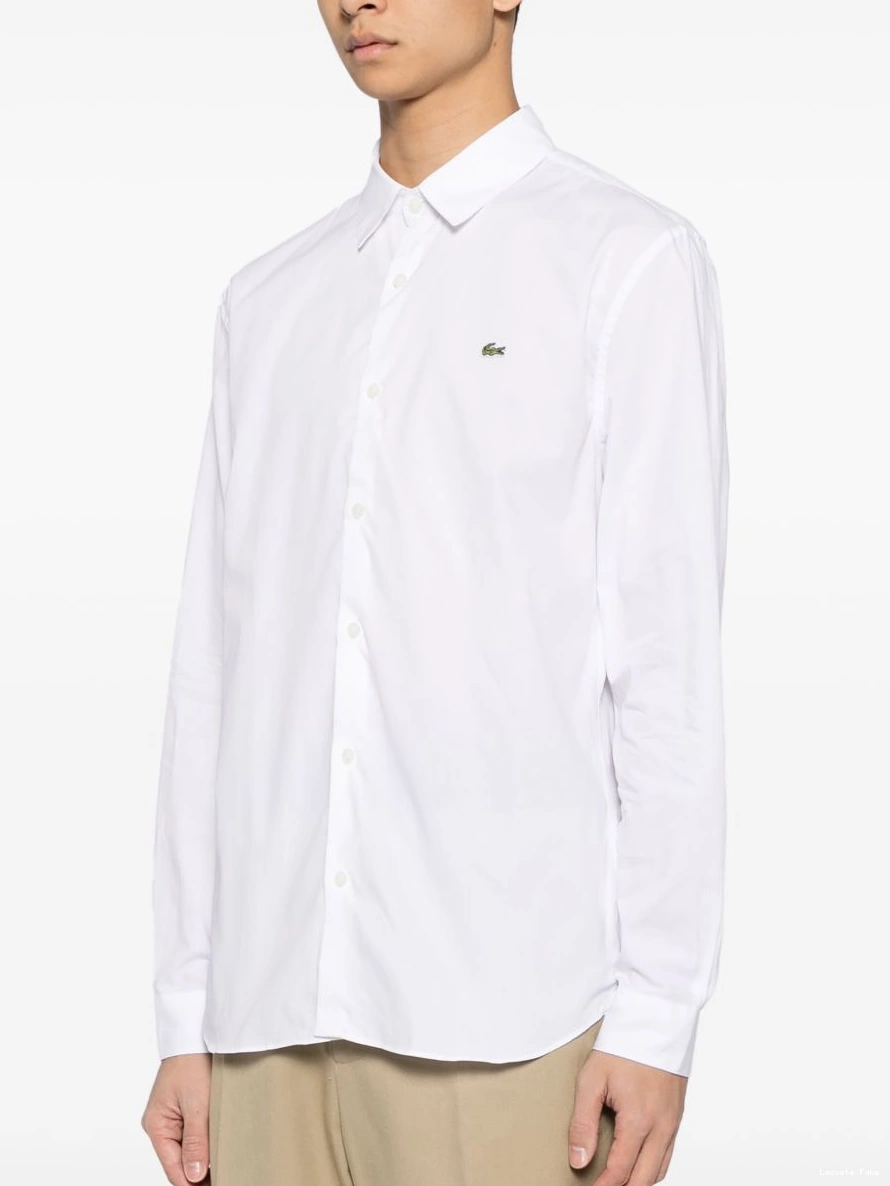 Cheap shirt cotton Men Lacoste poplin logo-embroidered 0215